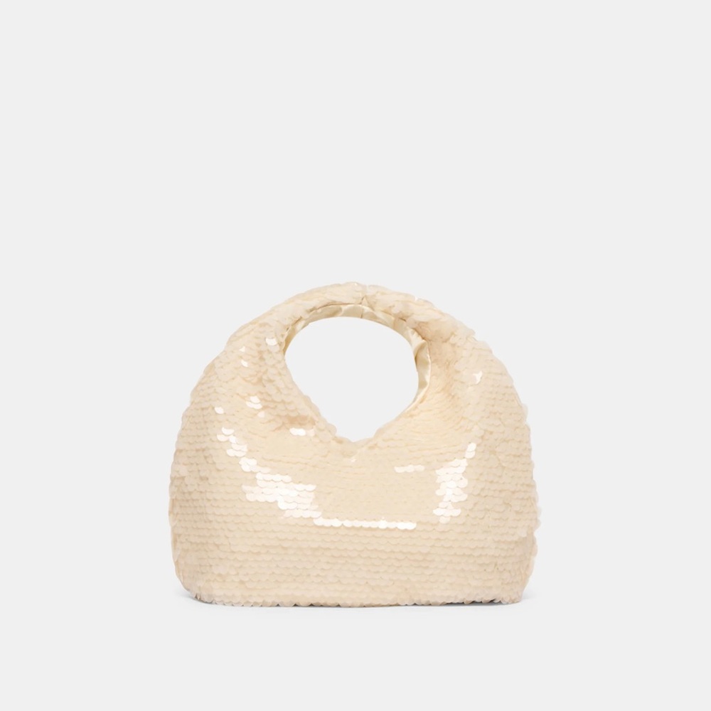 Dolce Vita Cream Sequin Hobo Bag